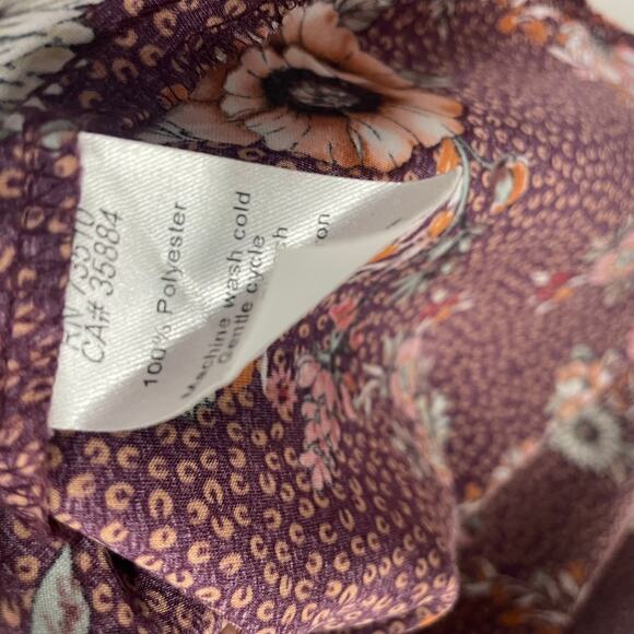 Ivy Jane Ruffle Split Sleeve Blouse Burgundy Orange Floral Print Womens XS - Picture 5 of 6